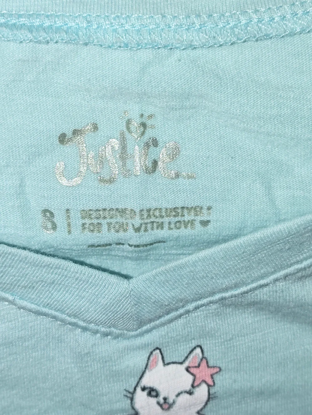 Justice Girls Light Blue Mermaid Cat Tee